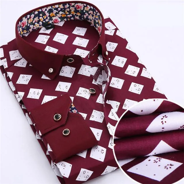 Men's Dress Shirts, Casual Shirts, Wine Red