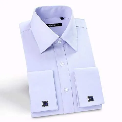 Men's Luxury Shirts, French Cuff, Dress Shirts, Formal Twill Shirt (Cufflinks Included)