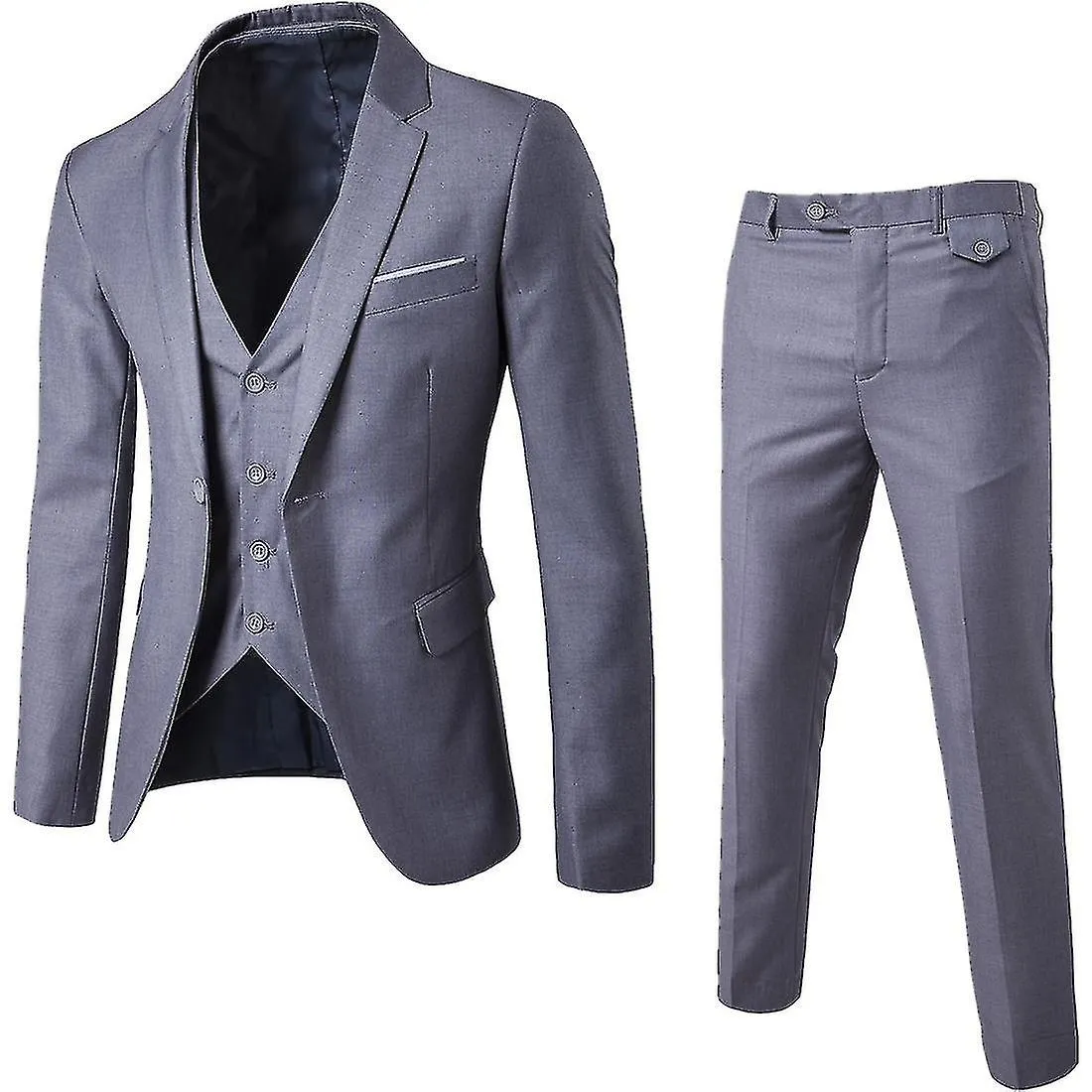 Mens Suit Business Casual 3-pieces Suit Blazer Pants Vest Wedding Party Suit