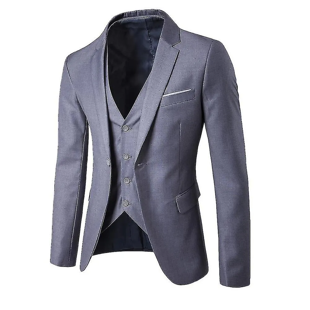 Mens Suit Business Casual 3-pieces Suit Blazer Pants Vest Wedding Party Suit