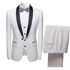 Mystdiy Mens Formal Suit One Button Jacket Vest And Pants