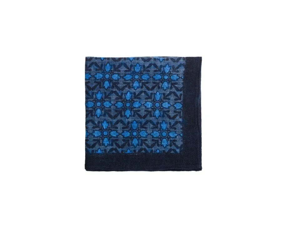 Navy & Blue Linen Pocket Square