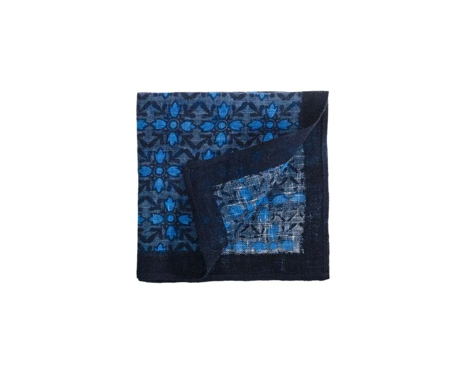 Navy & Blue Linen Pocket Square