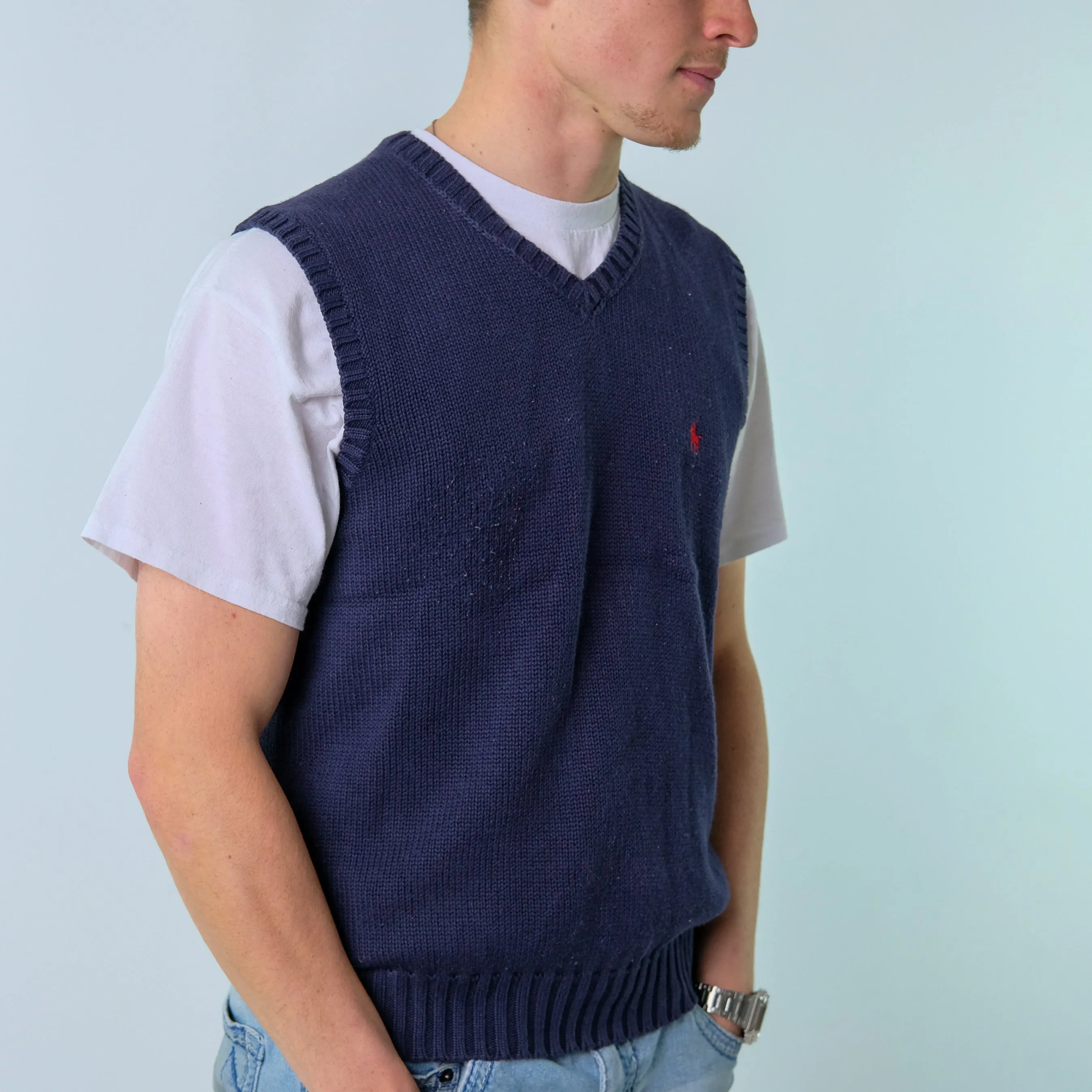 NAVY BLUE Y2KS POLO RALPH LAUREN KNIT VEST (