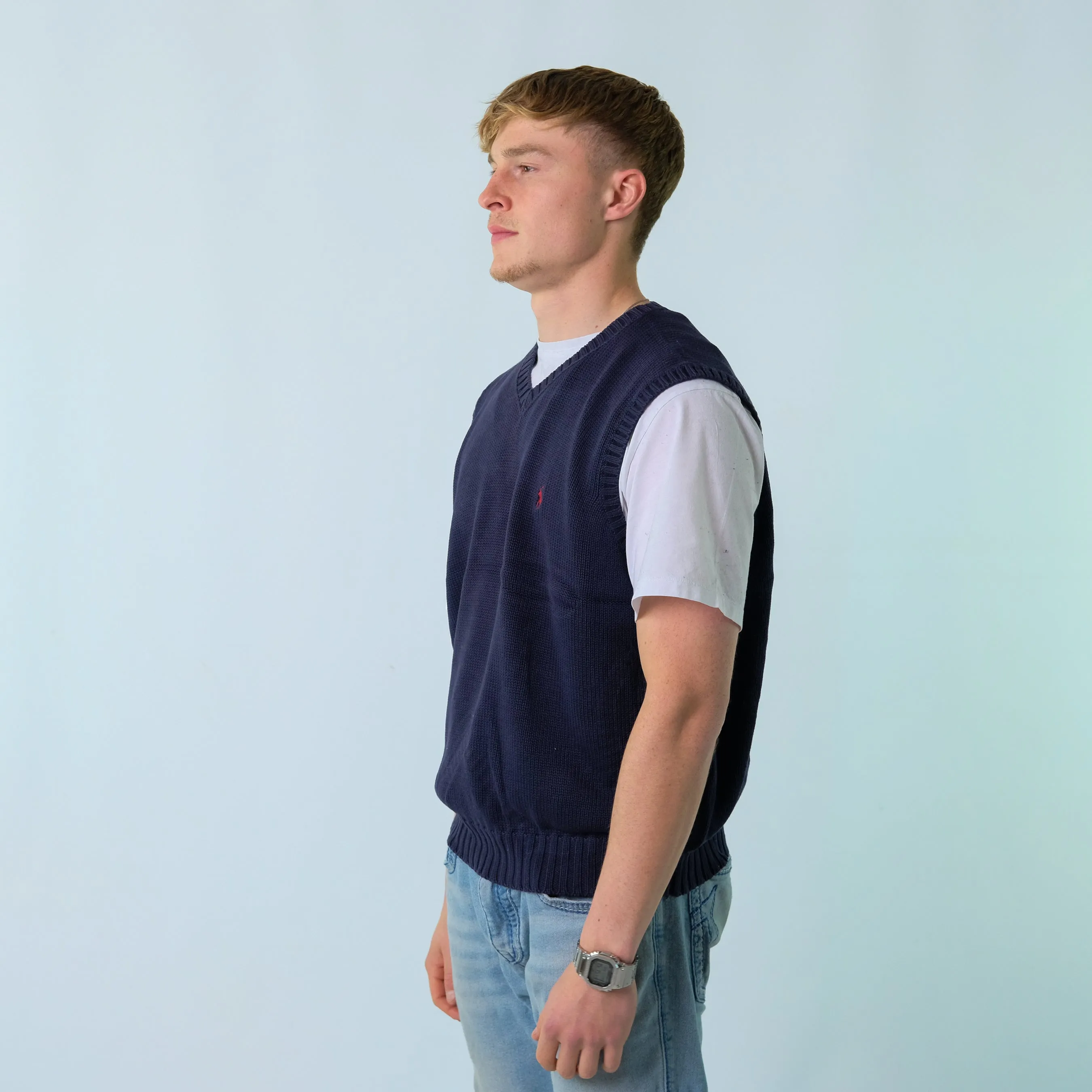 Navy Blue y2ks Polo Ralph Lauren Knit Vest (XL)