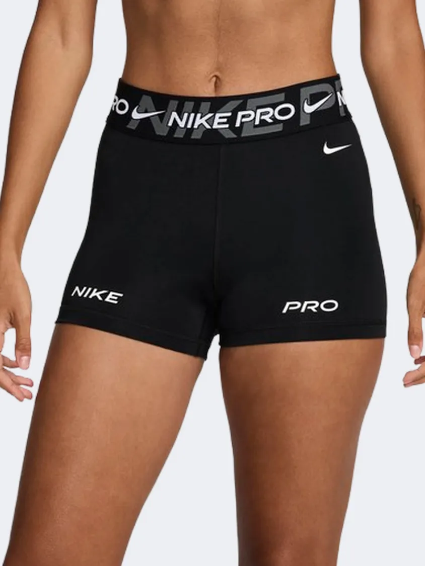 Nike Pro Mid Rise Women Training Short Black/Grey/White