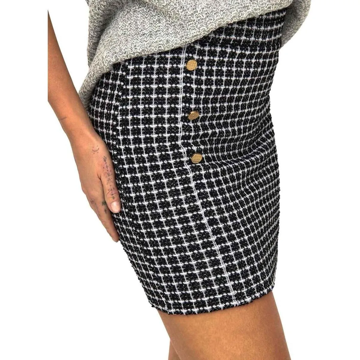 ONLTIT BUTTON SHINE SKIRT