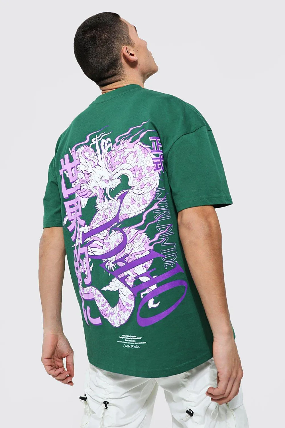 Oversized Extended Neck Dragon Graphic Tshirt