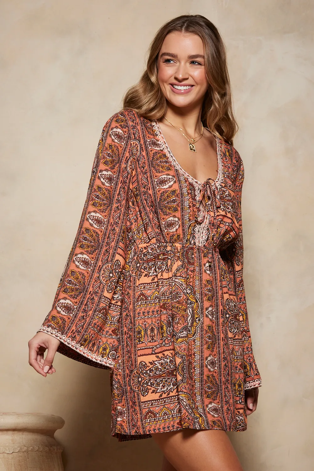 Pashmina Elettra Mini Dress | Earth Pashmina