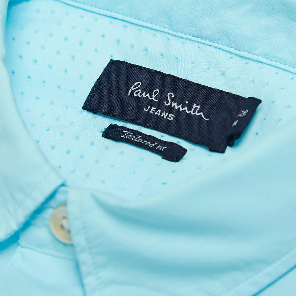 Paul Smith Garment Dyed Laser Cut Pocket ShirtAqua