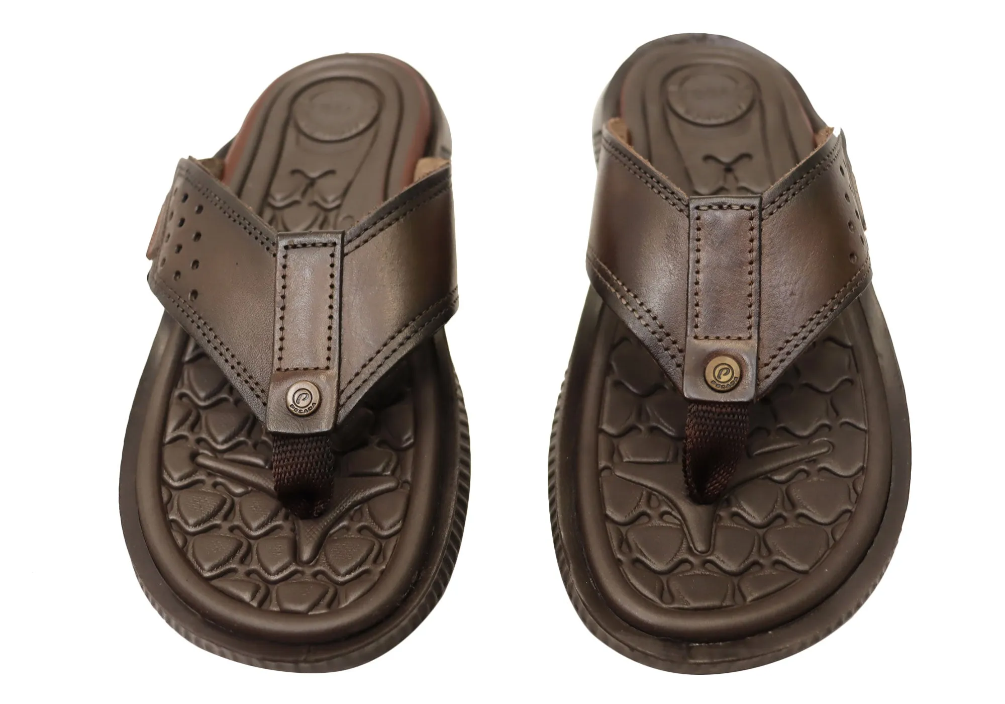 Pegada Sloan Mens Comfortable Leather Thongs Sandals Made In Brazil