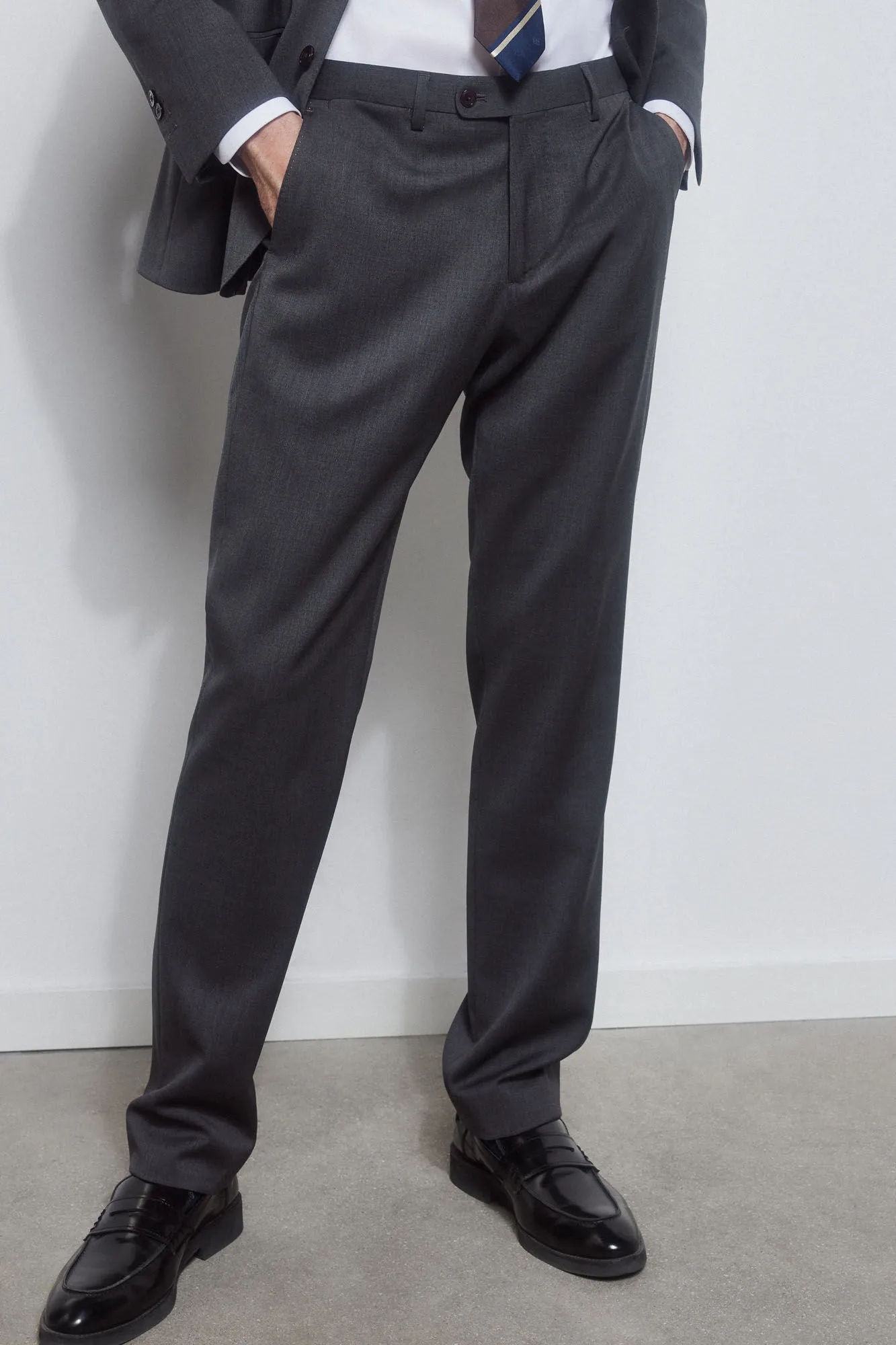 Plain tailored bi-stretch trousers