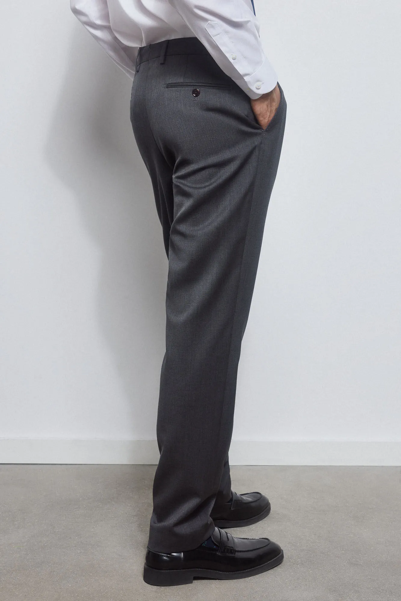 Plain tailored bi-stretch trousers