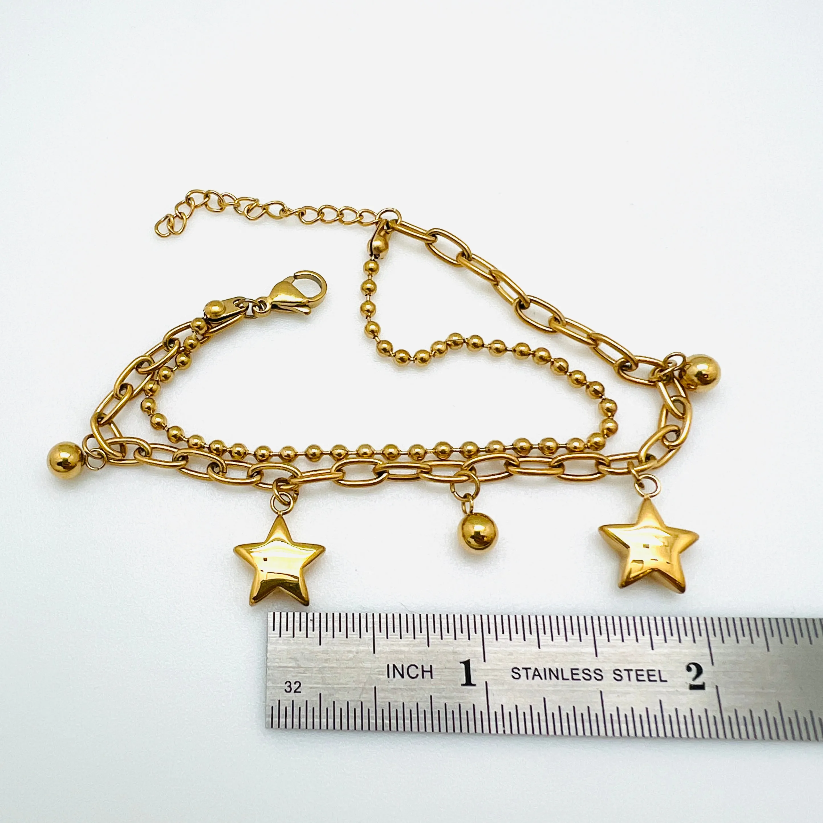 Plated Stainless Star Double Bracelet