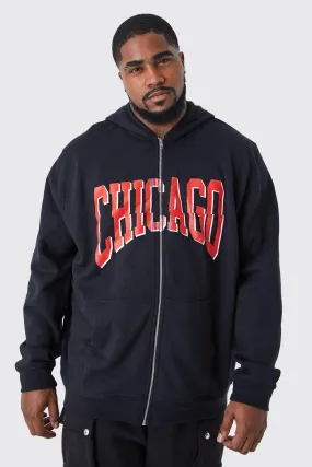 Plus Chicago Varsity Zip Through Hoodie