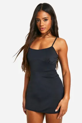 Premium Strappy Matt Slinky Skort Romper