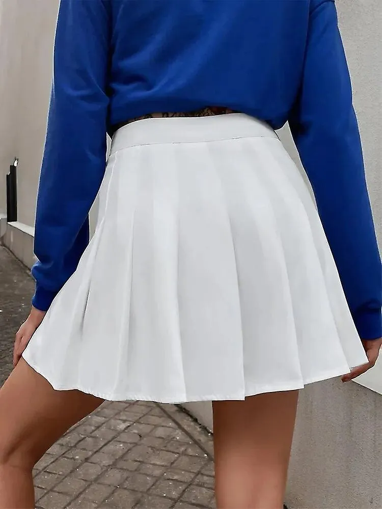 Preppy Style High Waist Solid Pleated Mini Skirt Women Summer Spring Korean Fashion Cute White A-line Skirt Y2k Skort Clothes