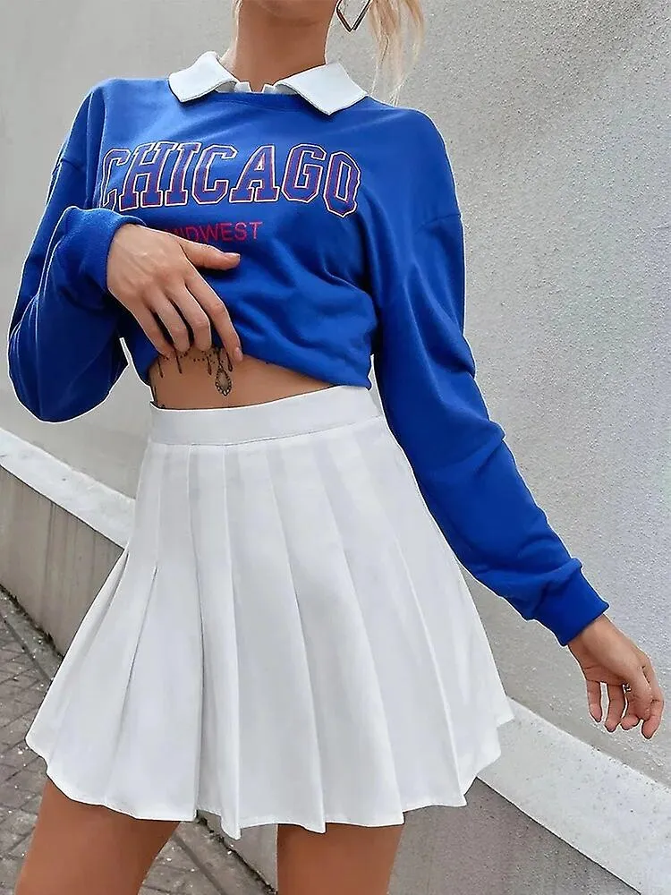 Preppy Style High Waist Solid Pleated Mini Skirt Women Summer Spring Korean Fashion Cute White A-line Skirt Y2k Skort Clothes