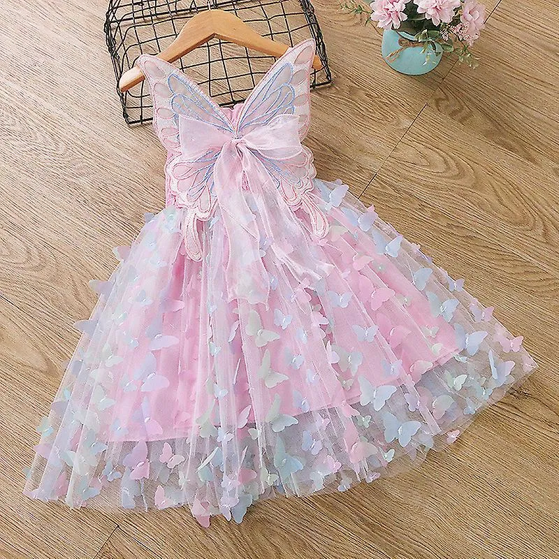 Pure cotton children's butterfly suspenders mesh skirt girl dress lantern princess skirt