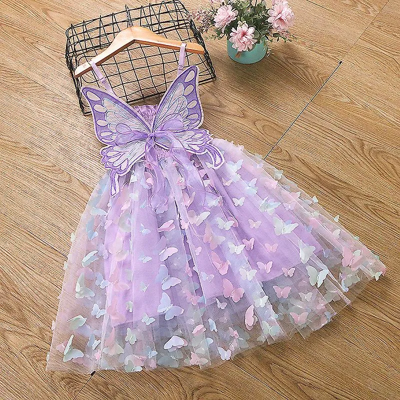 Pure cotton children's butterfly suspenders mesh skirt girl dress lantern princess skirt