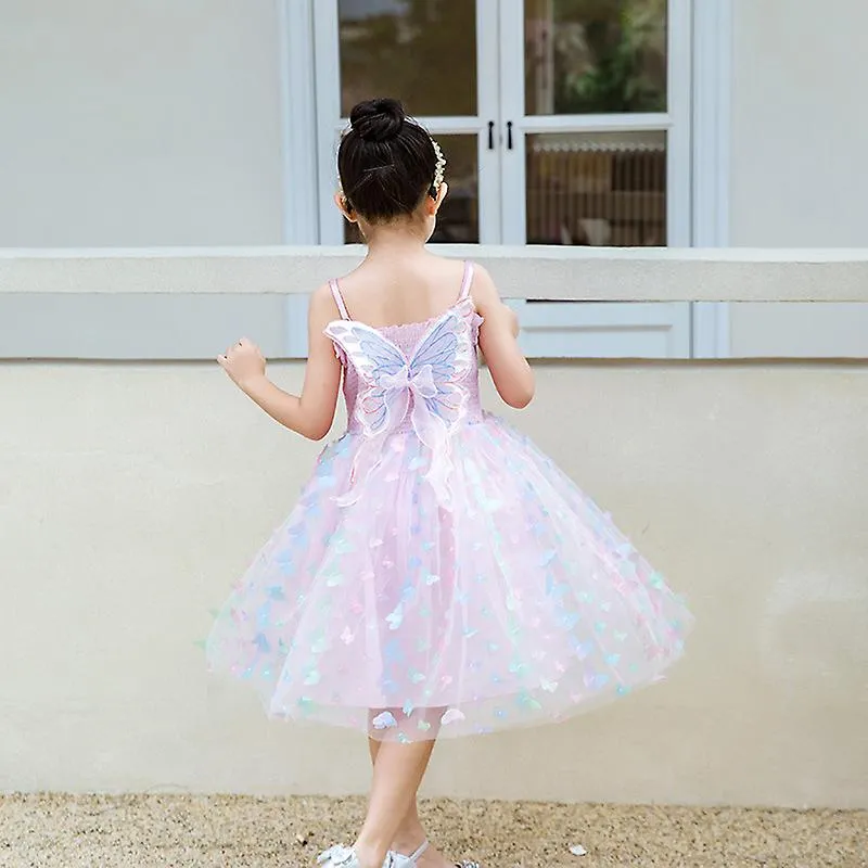 Pure cotton children's butterfly suspenders mesh skirt girl dress lantern princess skirt