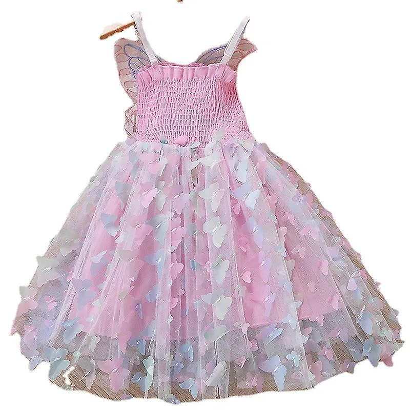 Pure cotton children's butterfly suspenders mesh skirt girl dress lantern princess skirt