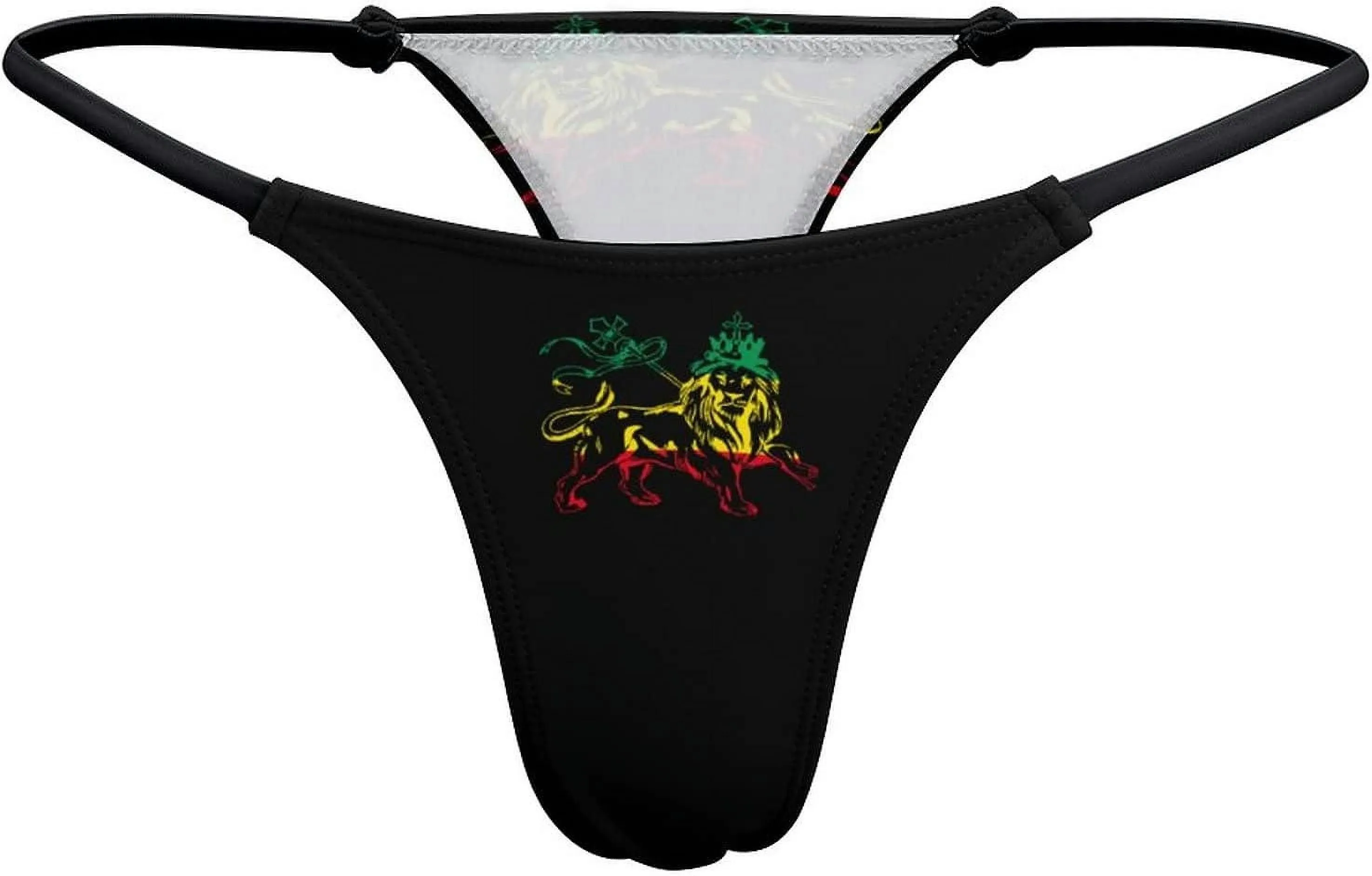 Rasta Lion Judah Ethiopia Flag G-String Thongs Women's T-Back Underwear PantyGT-93