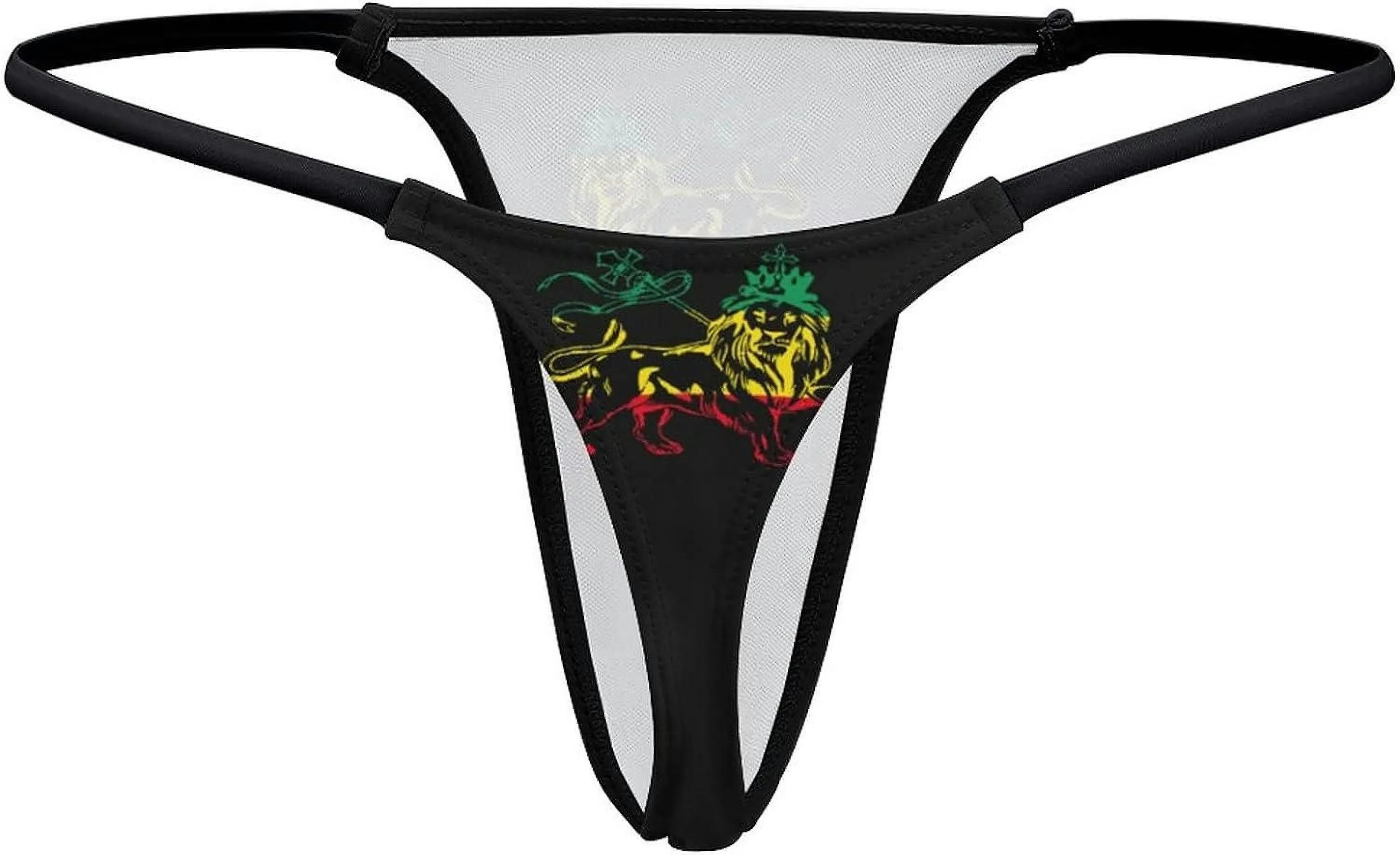 Rasta Lion Judah Ethiopia Flag G-String Thongs Women's T-Back Underwear PantyGT-93