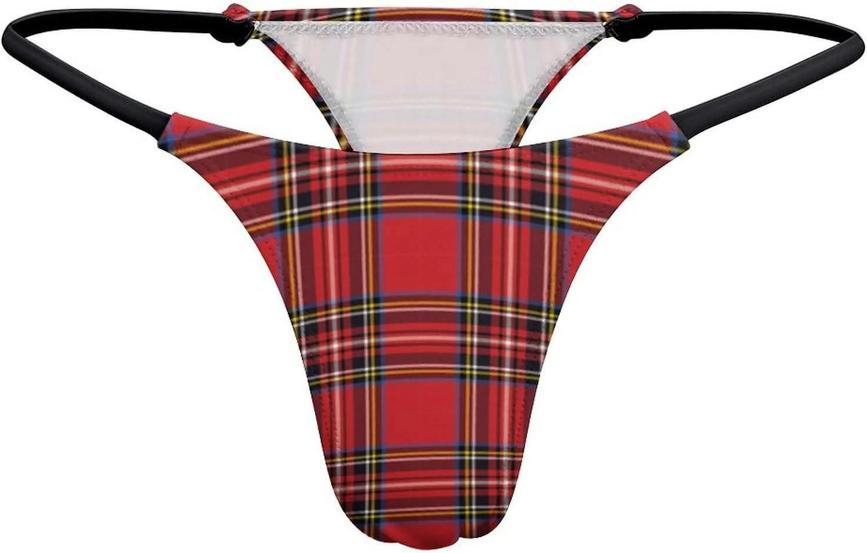 Red Black Buffalo Scottish Tartan Plaid Checkered G-String Thongs Women's T-Back Underwear Panty-WE447