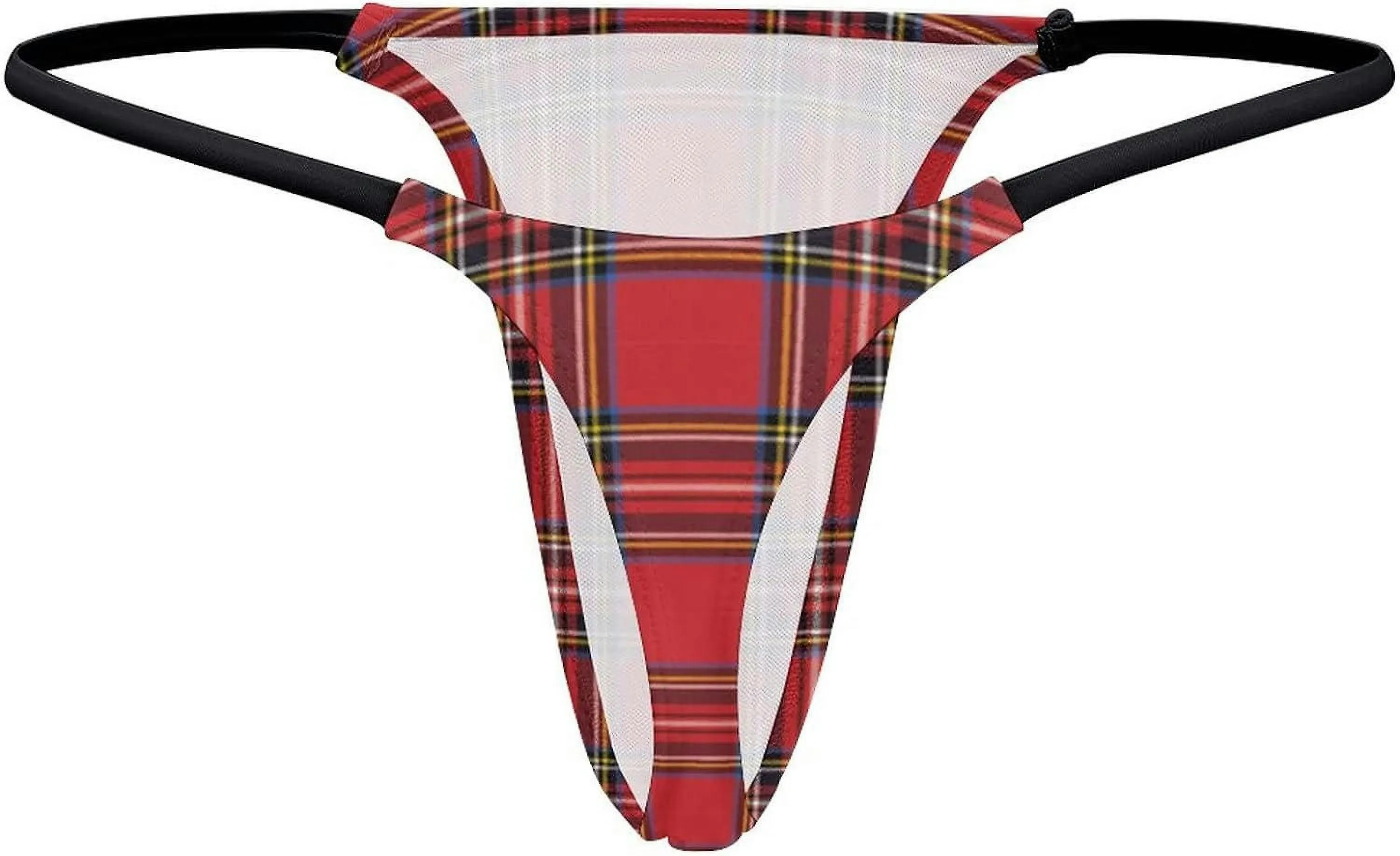 Red Black Buffalo Scottish Tartan Plaid Checkered G-String Thongs Women's T-Back Underwear Panty-WE447