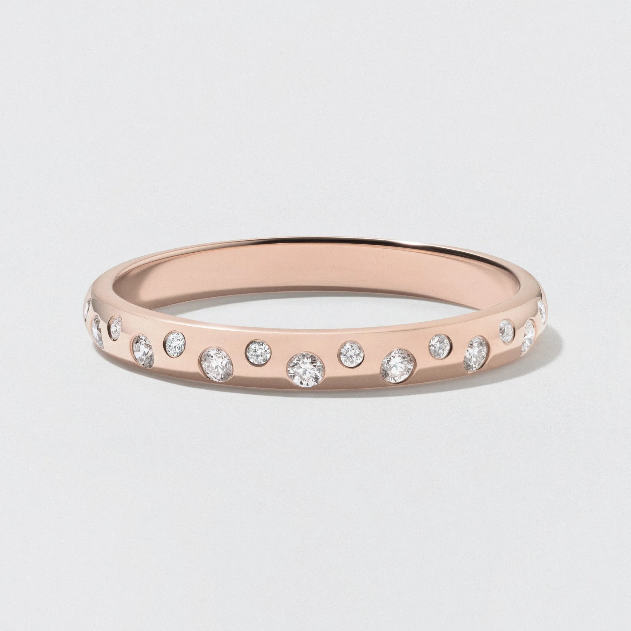 Rose Gold Scattered Diamond Wedding Band - Polished 2.5mm