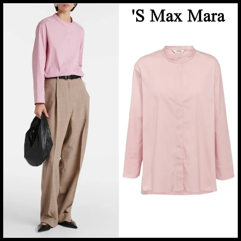 S Max Mara  |Casual Style Long Sleeves Plain Cotton Office Style