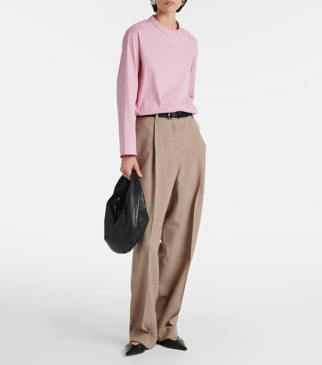 S Max Mara  |Casual Style Long Sleeves Plain Cotton Office Style