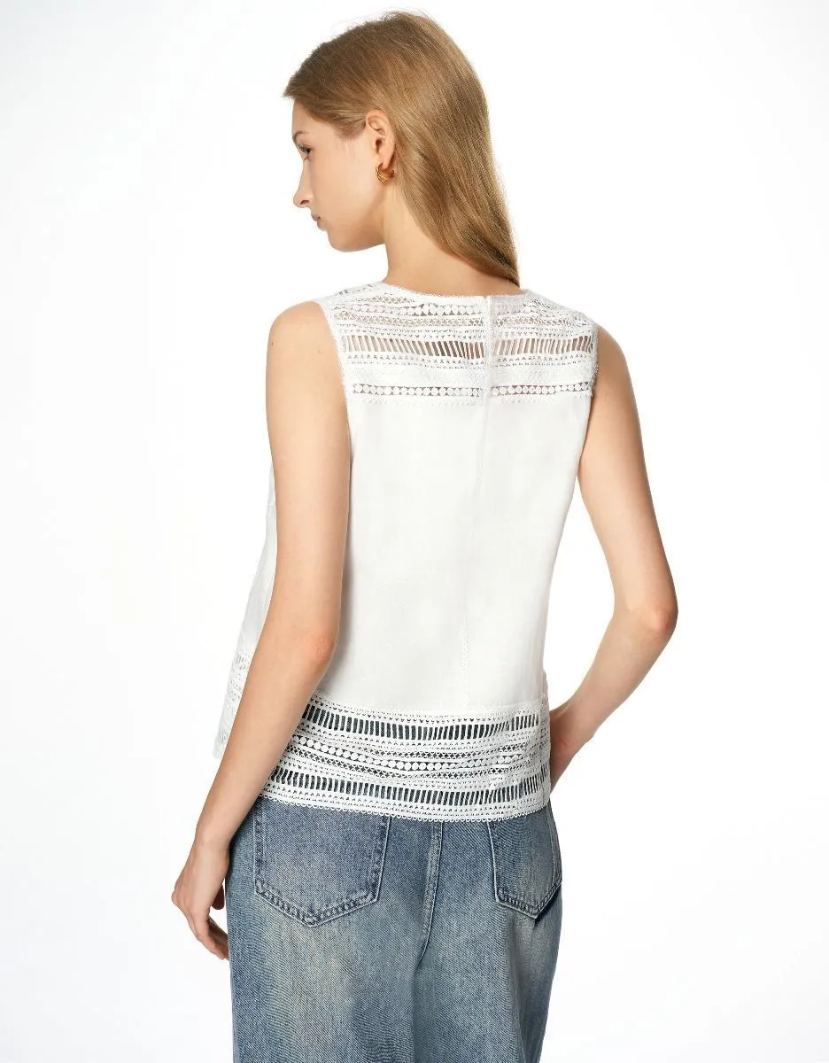 SaturdayClub  |Casual Style Sleeveless Street Style Plain Lace Office Style