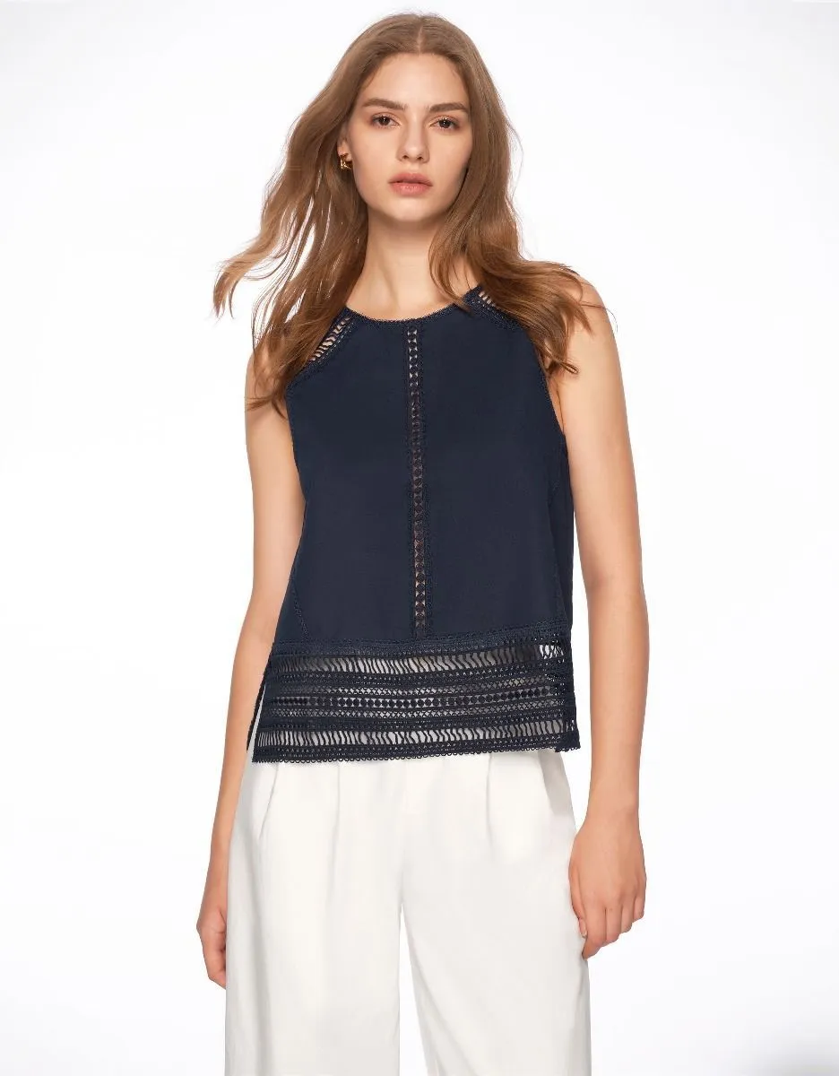 SaturdayClub  |Casual Style Sleeveless Street Style Plain Lace Office Style