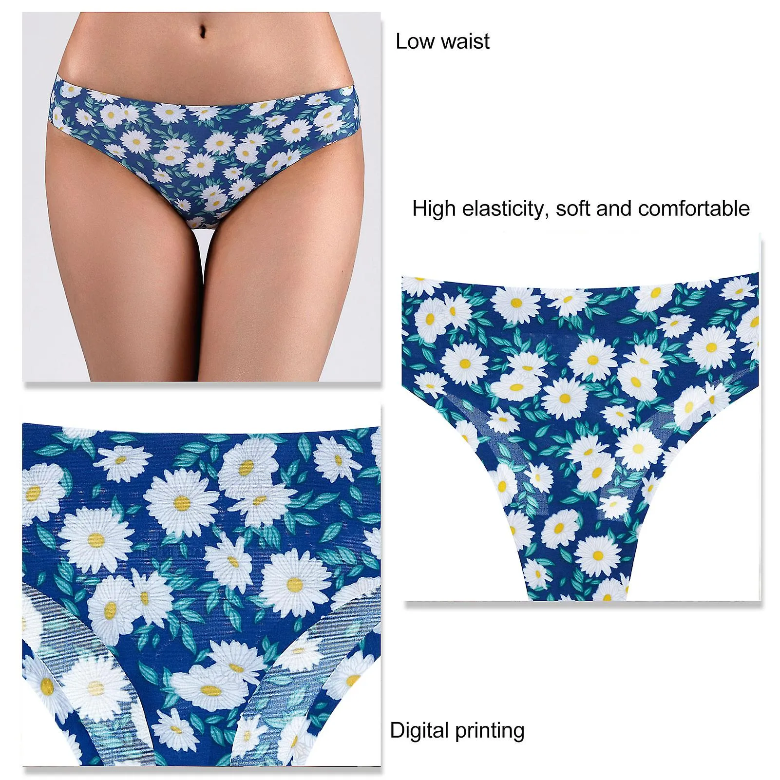 Seamless Low-Waist Thongs - Skin-Soft Polyester, Digital Patterns, DurableFashion