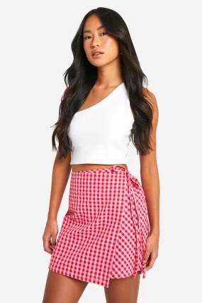 Seersucker Gingham Wrap Skort