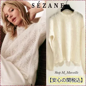 SEZANE  |Casual Style Wool Rib Long Sleeves Plain Medium Office Style