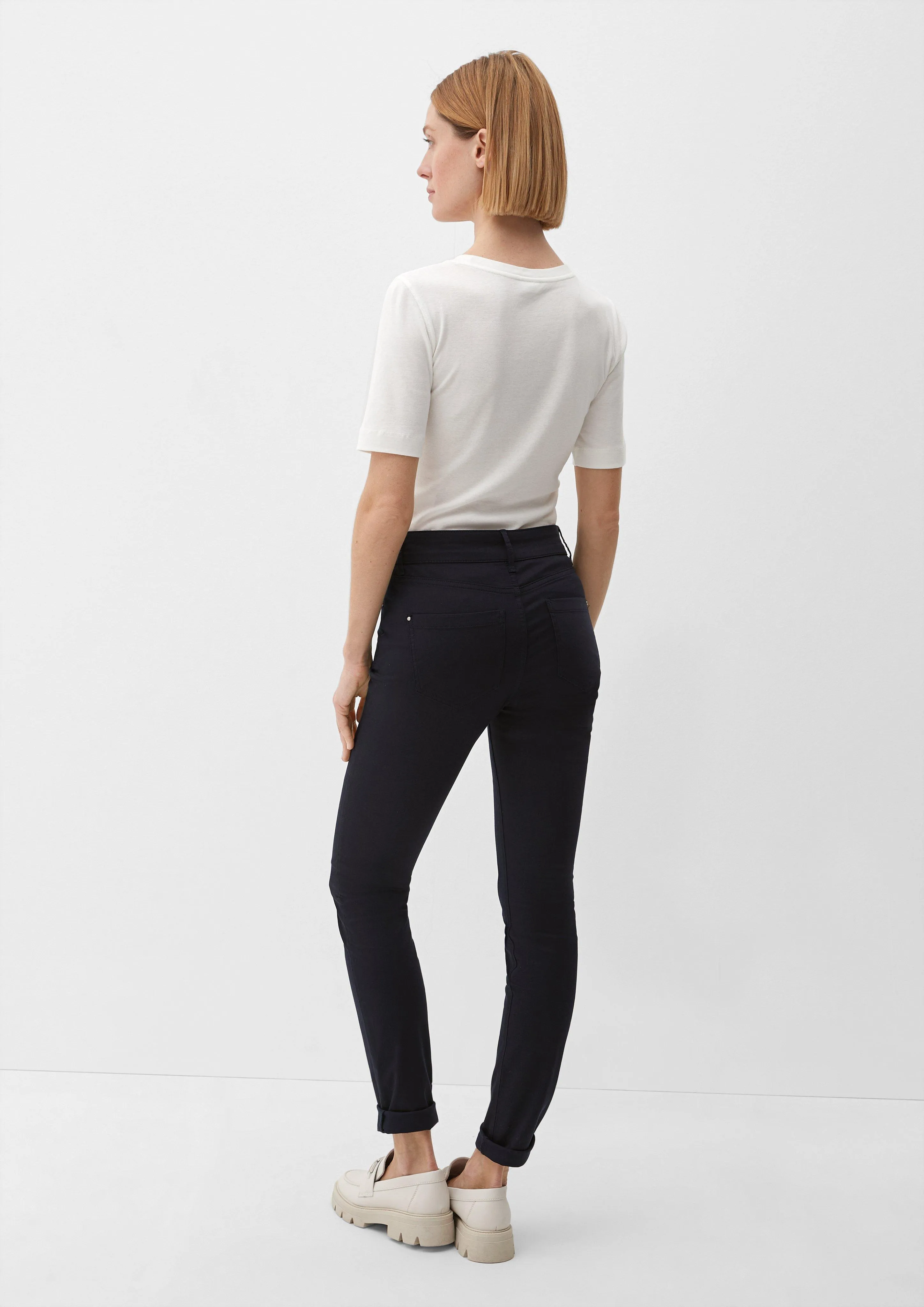 Slim fit: cotton satin trousers