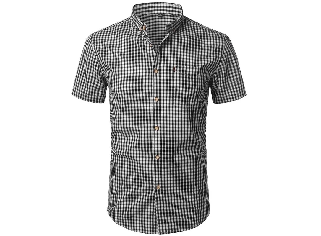 Small Plaid Shirt Men Summer New Short Sleeve Cotton Mens Dress Shirts Casual Button Down Chemise Homme Camisa Masculina XXXL|ch