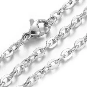 Stainless Steel Cable Flat Necklace 24 3mm wide