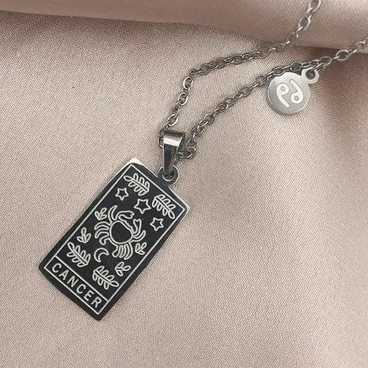 Stainless Steel Zodiac Necklace-CANCER