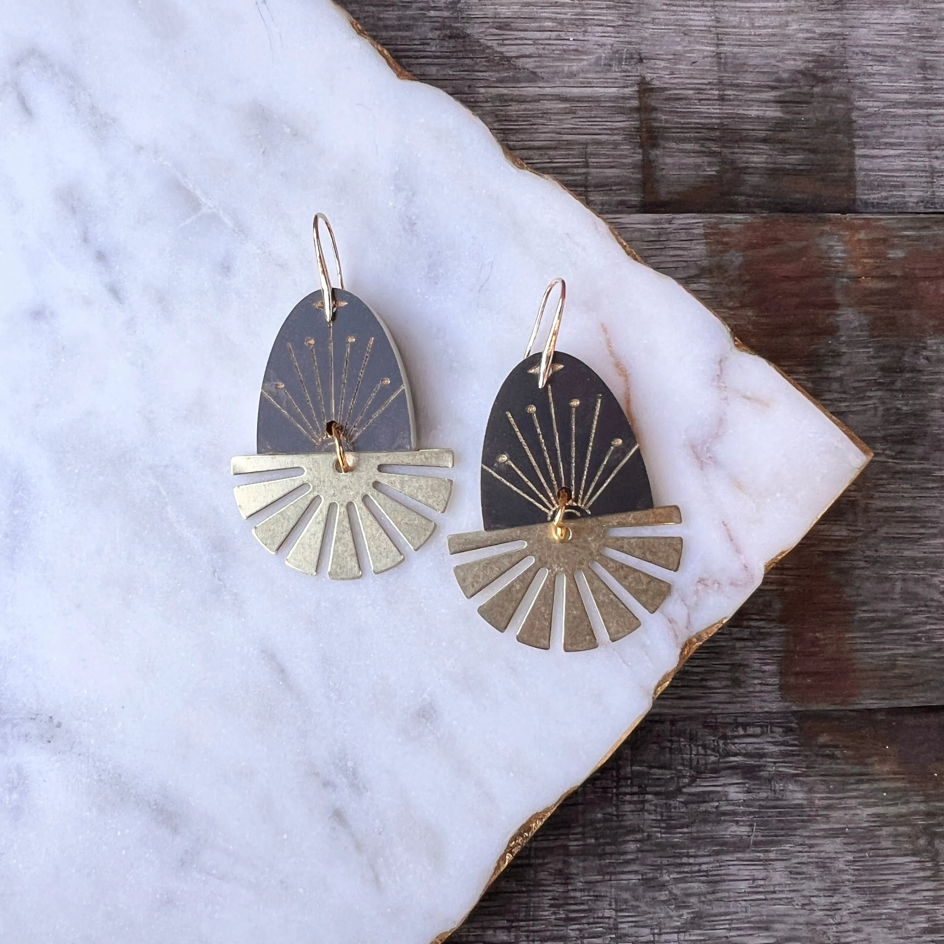 Sunrise Sunset - Matte Black - Acrylic Earrings