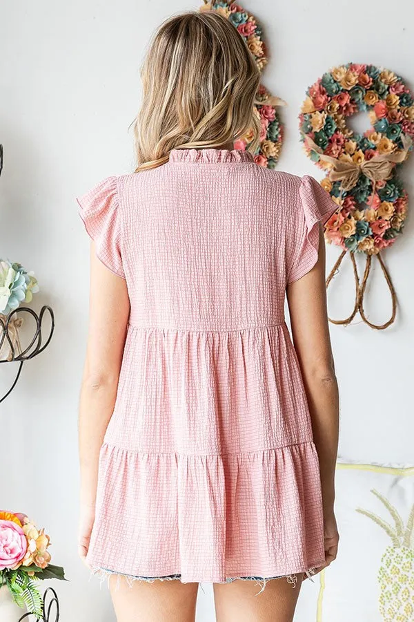 Textured Babydoll Ruffle Top