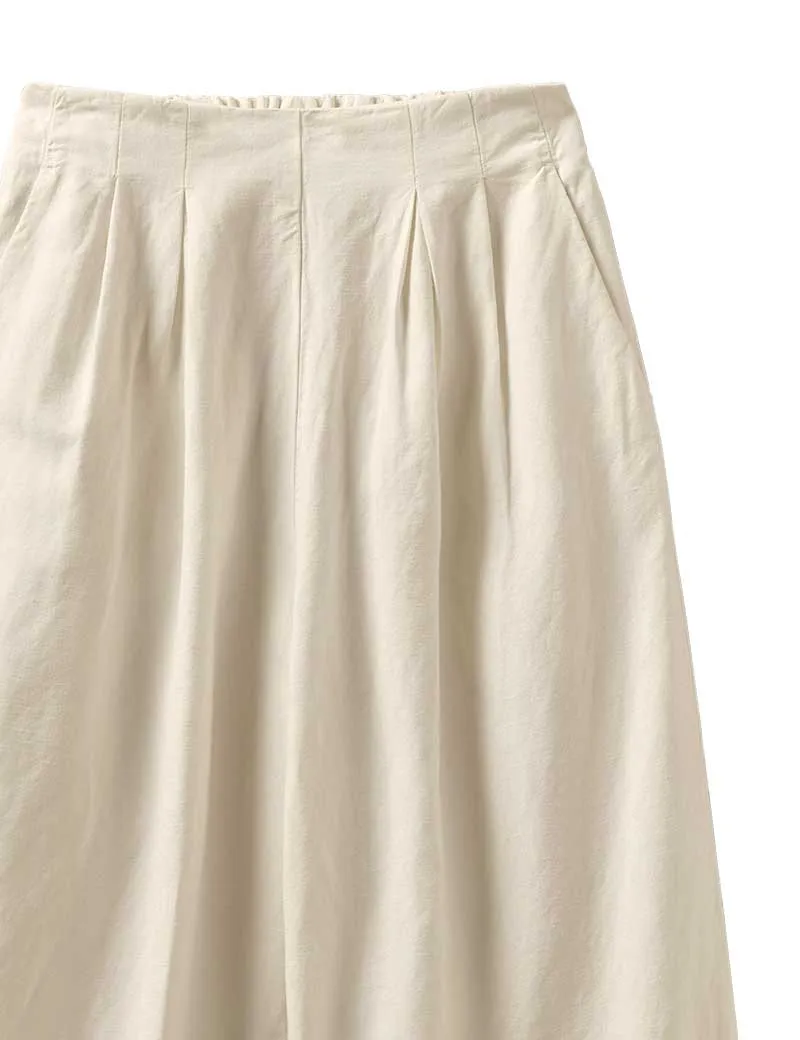 Toast Cotton Linen Wide Leg Trousers Parchment