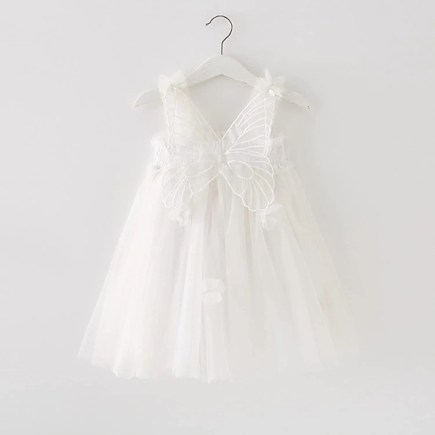 Toddler Baby Girls Sleeveless Butterfly Wing Dresses Fairy Tulle Dress Kids Dance Party Princess Dresses