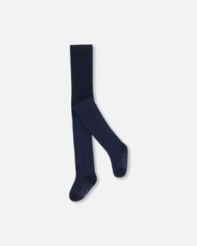 Tonal Jacquard Tights Navy