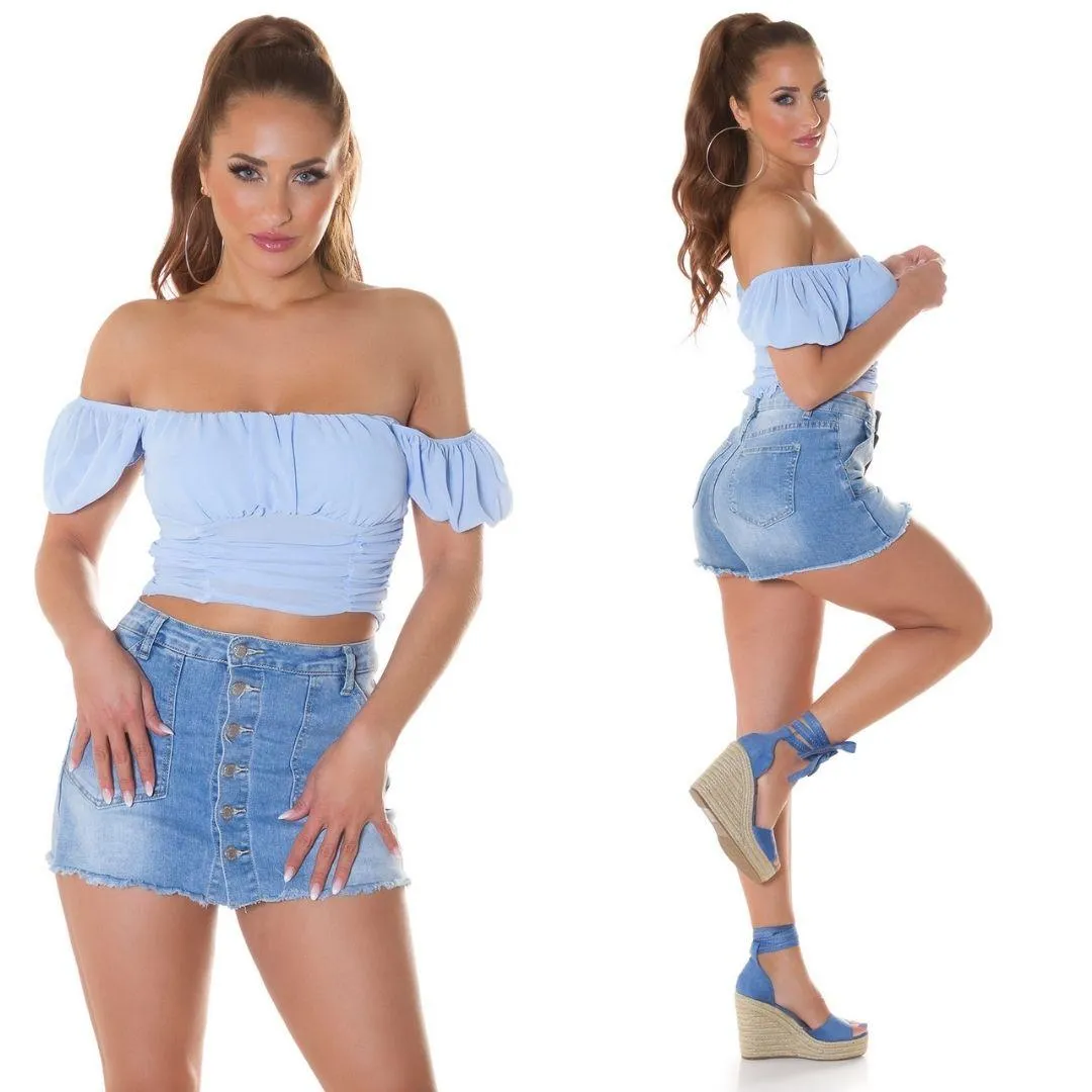 Top crop moda verano tendencia Azul