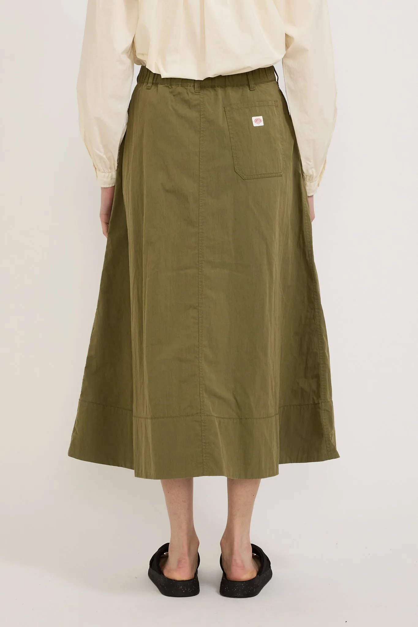 Twill Double Pleated Skirt Olive