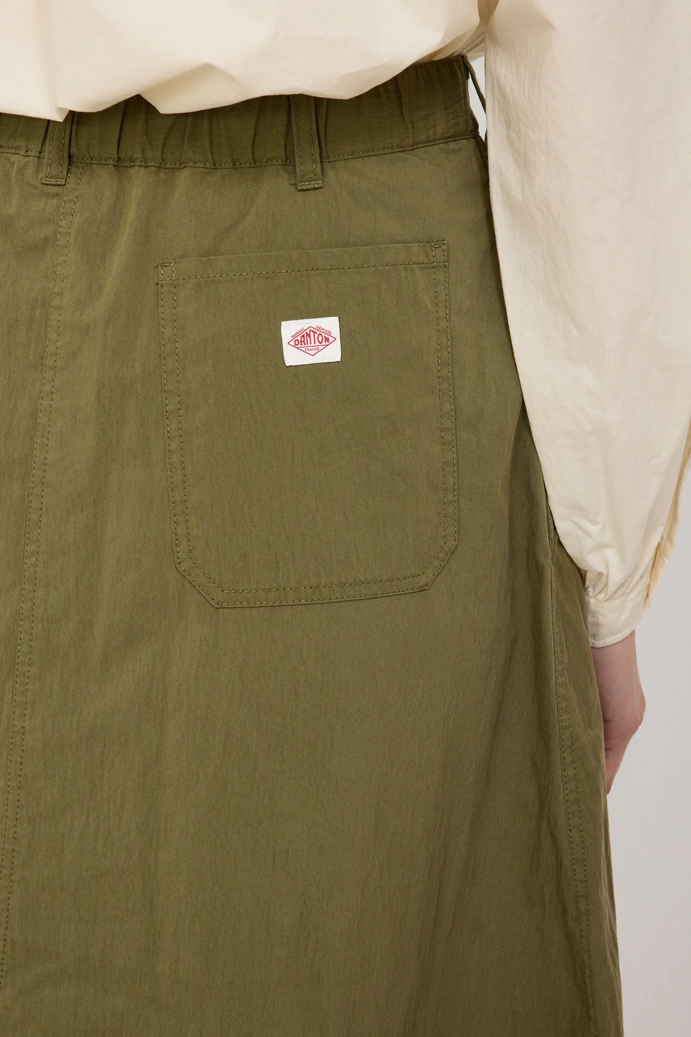 Twill Double Pleated Skirt Olive